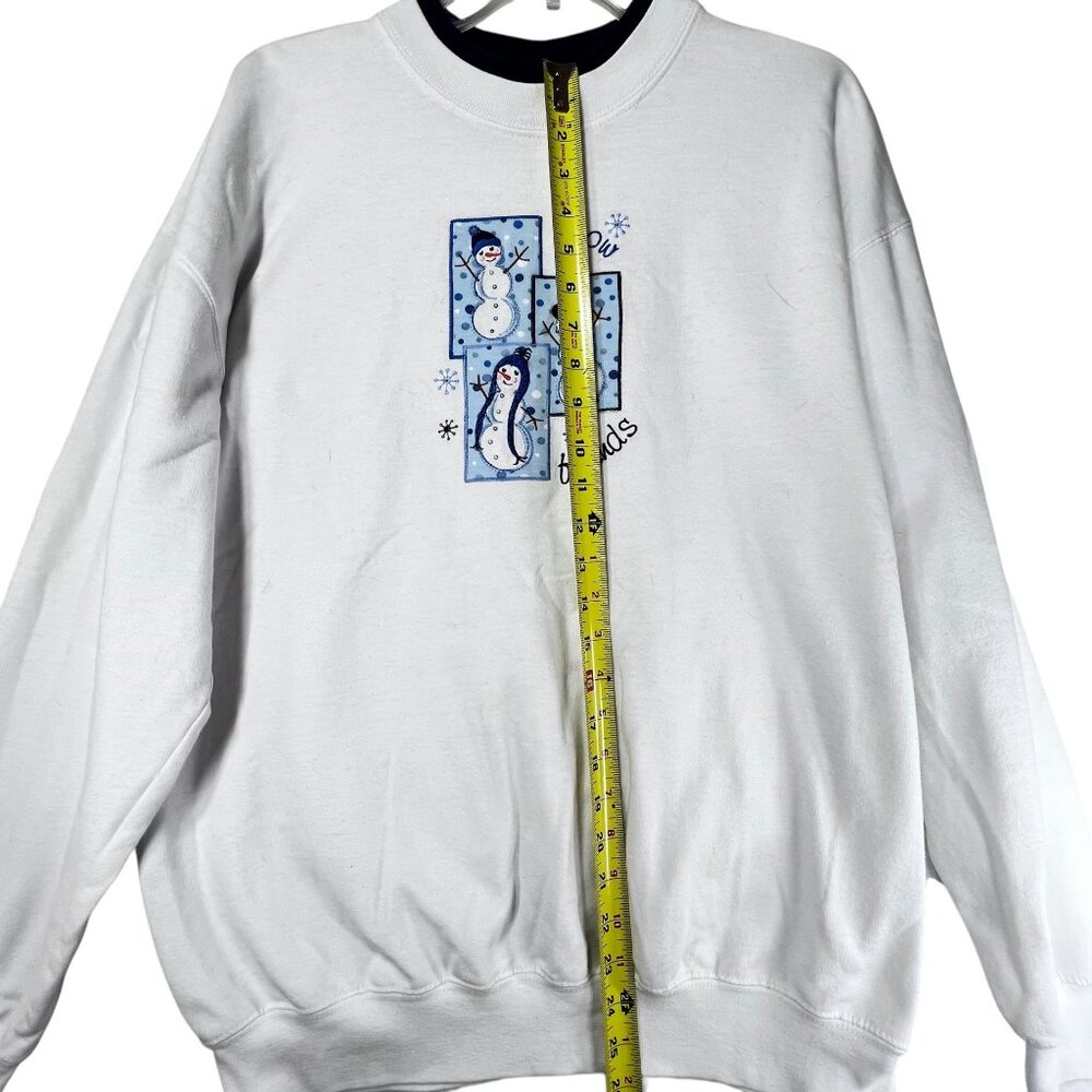 Vtg MC Sportswear Snow Friends Embroidered Sweatshirt L White Blue Grannycore - Picture 7 of 10